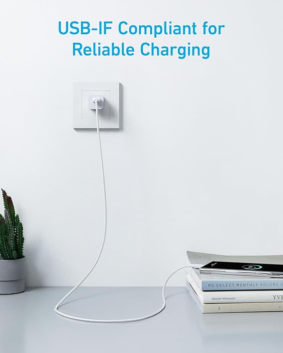 ANKER USB-A to USB-C 3ft Braided PD Cable, 0.9m, White ANKER USB-A to USB-C 3ft Braided PD Cable, 0.9m, White